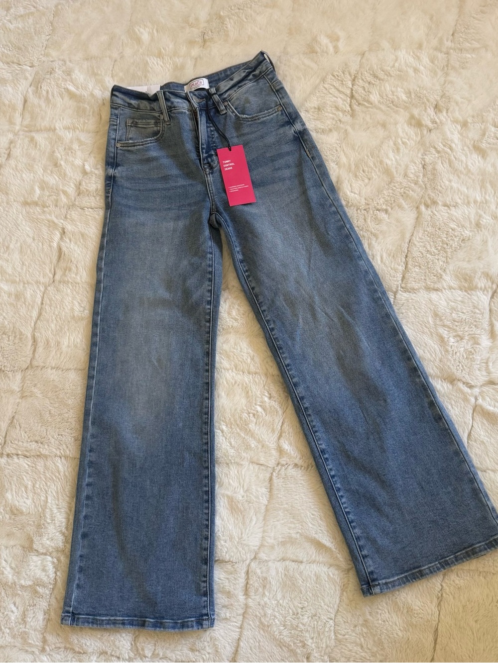 High-Rise Wide Leg Jeans in Medium Blue Denim